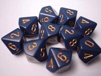 Opaque Polyhedral Ten d10 Set - Dusty Blue/gold