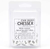 Opaque Polyhedral Ten d10 Set - White/black