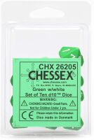 Opaque Polyhedral Ten d10 Set - Green/white