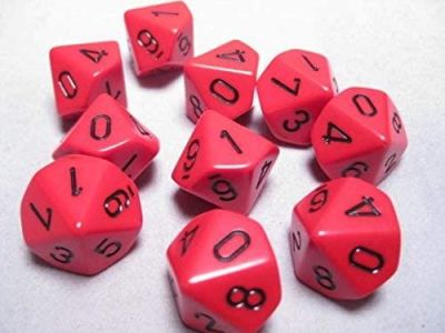 Opaque Polyhedral Ten d10 Set - Red/black