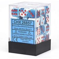 Gemini 12mm d6 Dice Blocks with pips Dice Blocks (36 Dice) - Astral Blue-White w/red