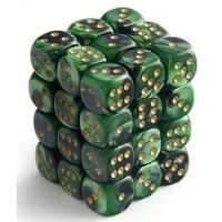 Signature 12mm d6 with pips Dice Blocks (36 Dice) - Scarab Jade w/gold