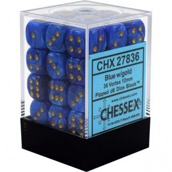 Signature 12mm d6 with pips Dice Blocks (36 Dice) - Vortex Blue w/gold