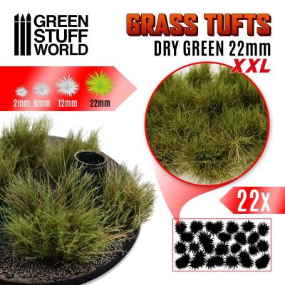 Grass TUFTS - 22mm self-adhesive - DRY GREEN