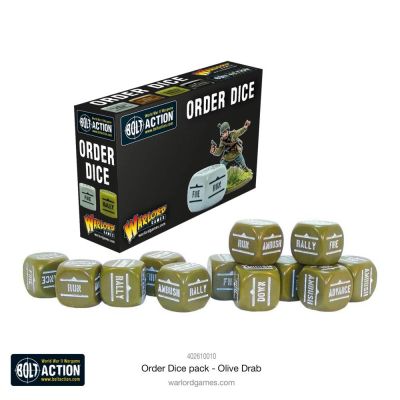 Bolt Action Order Dice Pack - Olive Drab (12)