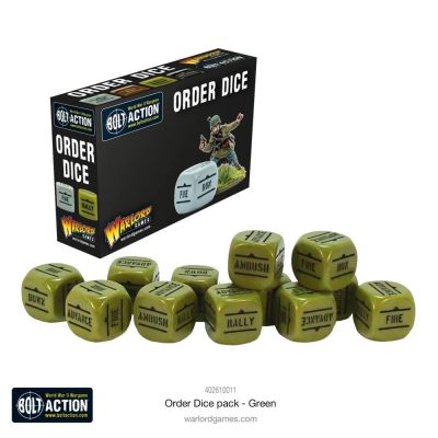 Bolt Action Order Dice Pack - Green (12)