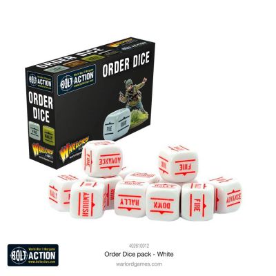Bolt Action Order Dice Pack - White (12)