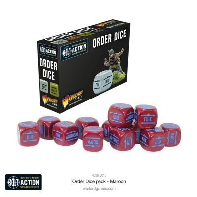 Bolt Action Order Dice Pack - Maroon (12)