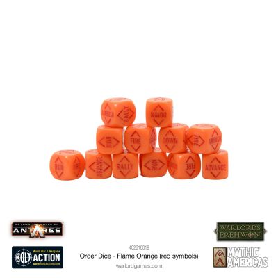 Bolt Action Order Dice Pack - Flame Orange (12)