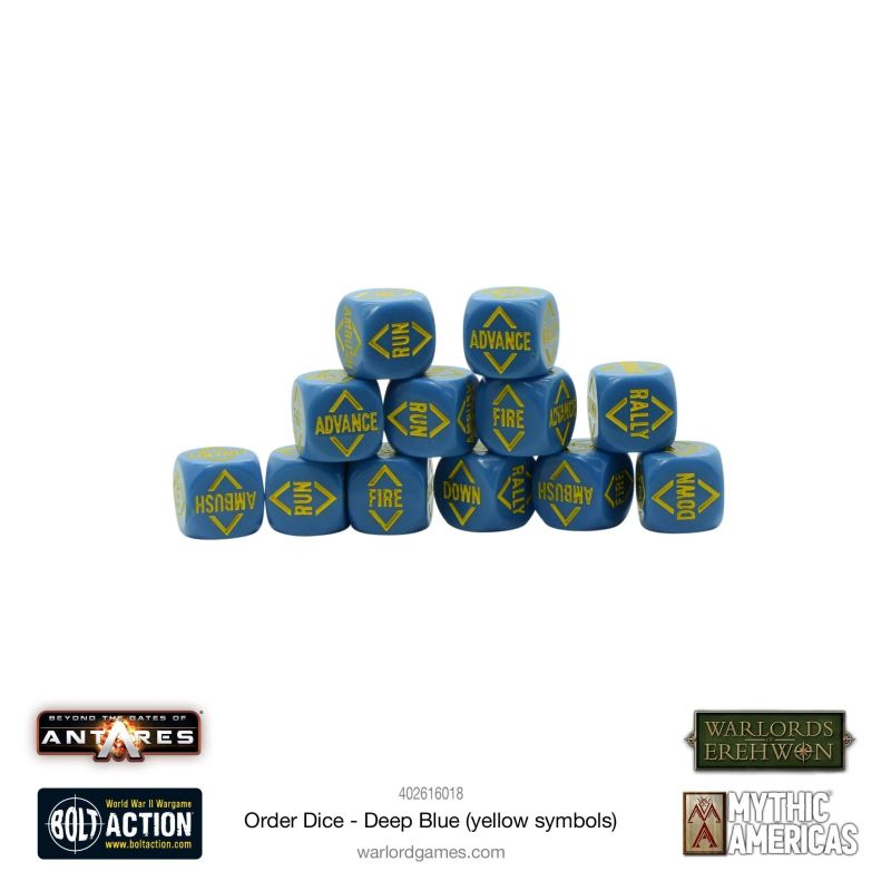 Bolt Action Order Dice Pack - Deep Blue (12)