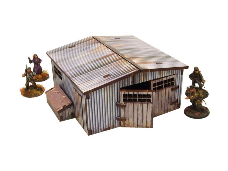WW2 Normandy Large Tin Shed PREPAINTED Inhalt