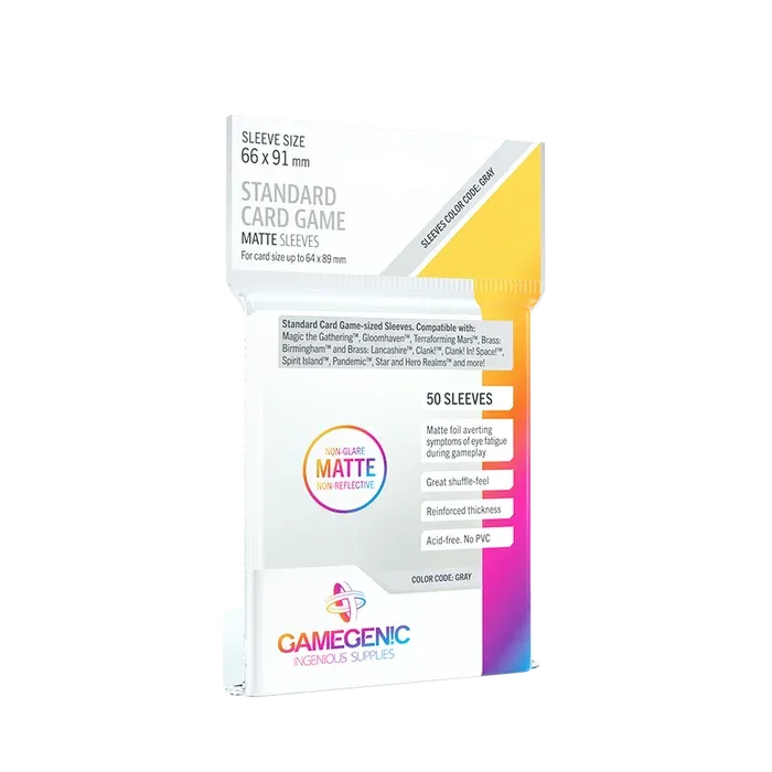 GameGenic Prime Standard Card Sleeves 66 x 91mm (50) Colour Code: Gray/Grey