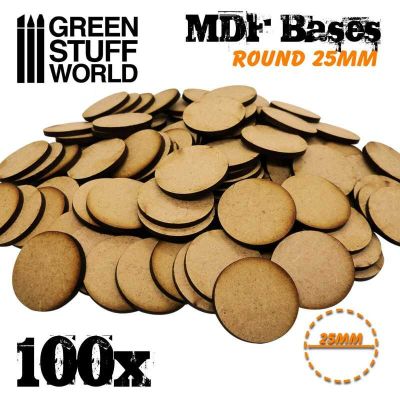 MDF Bases rund 25mm (100 Pack)