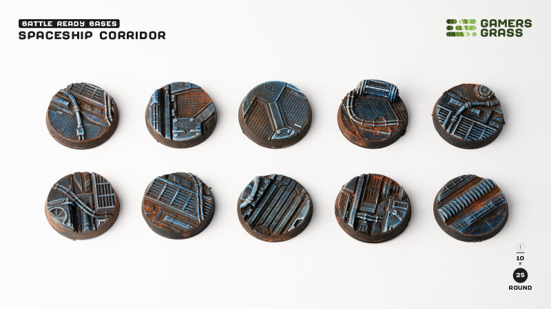Spaceship Corridor Bases Round 25mm (x10)