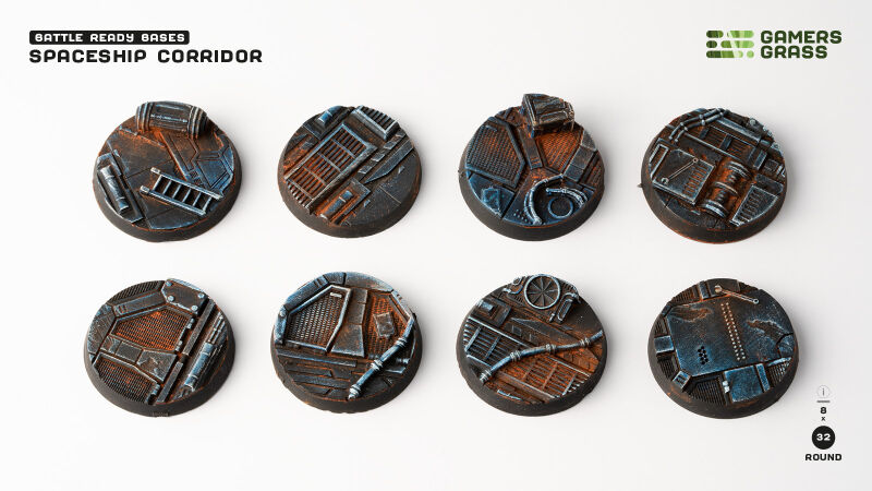 Spaceship Corridor Bases Round 32mm (x8)