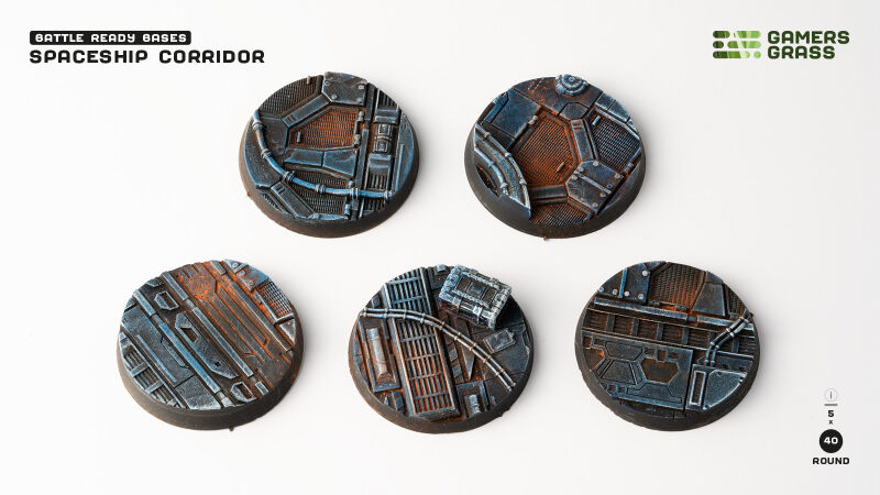 Spaceship Corridor Bases Round 40mm (x5)