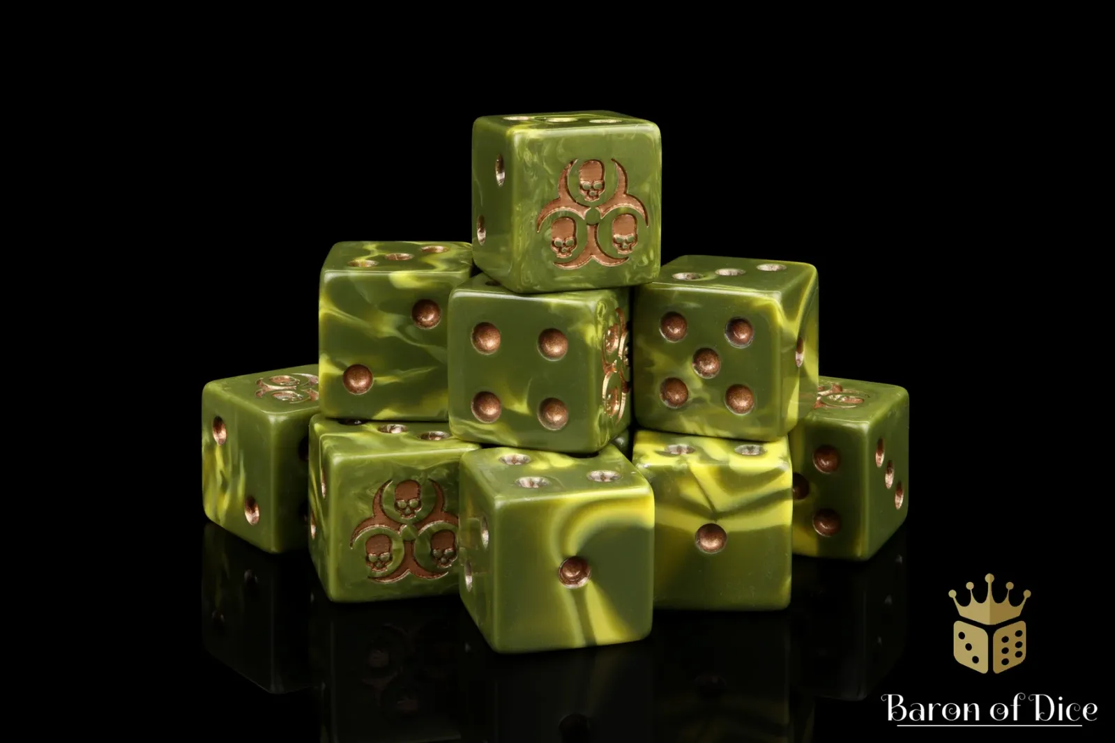 Baron of Dice Diseased Dice 12mm Würfel - Eckig (25) CHAOS-NUR-01-MM