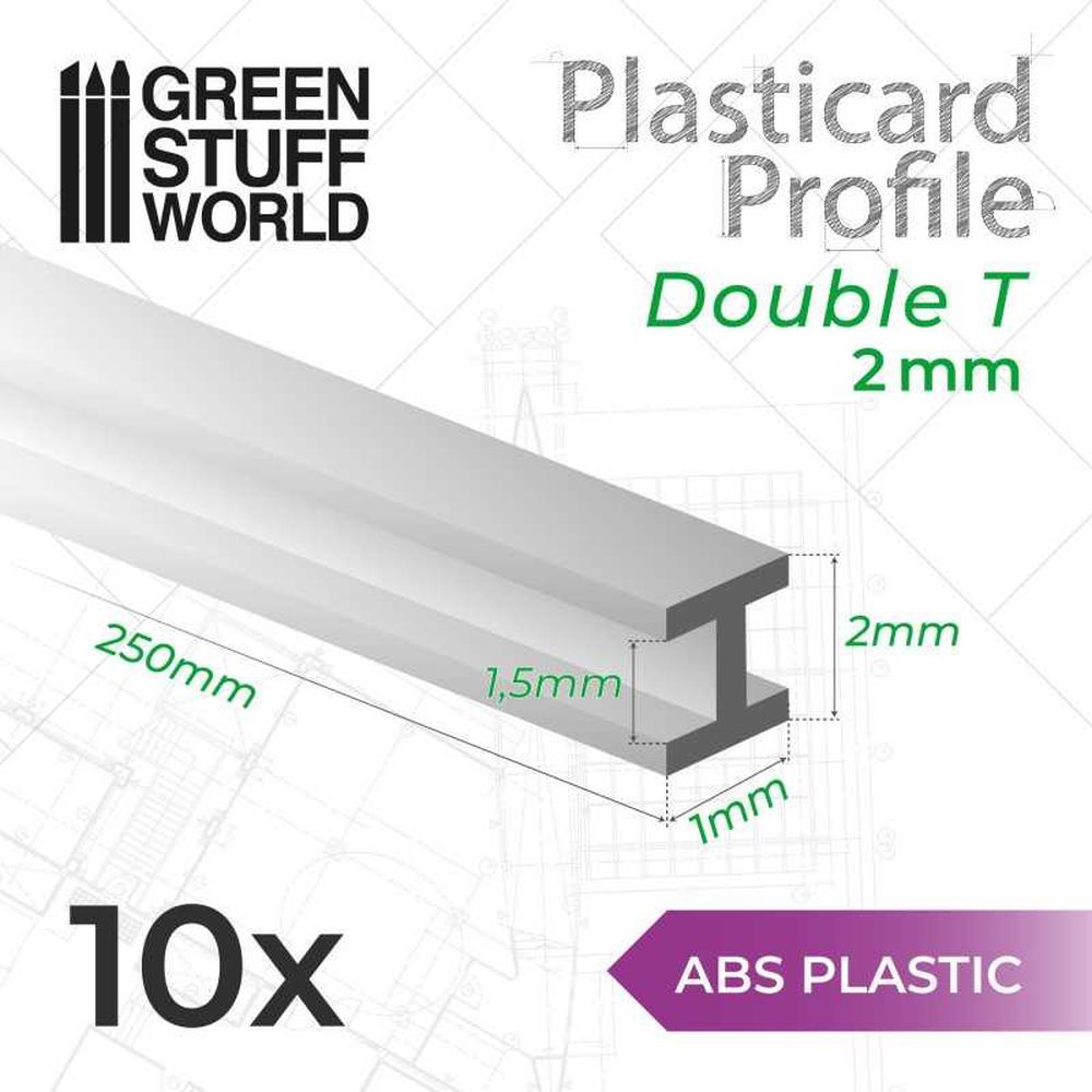 ABS Plasticard - Profile DOUBLE-T 2 mm