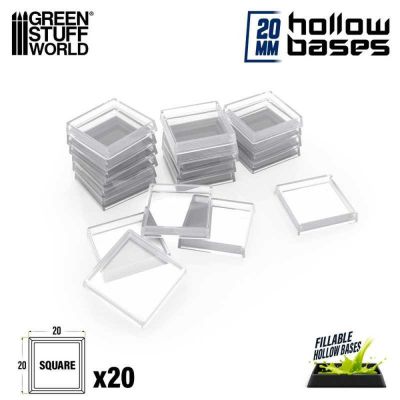 Plastic Bases - Square Hollow (20x20mm) CLEAR