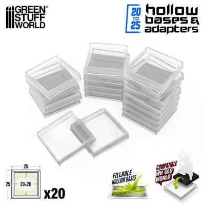 Plastic Bases - Square Hollow (25x25mm) CLEAR