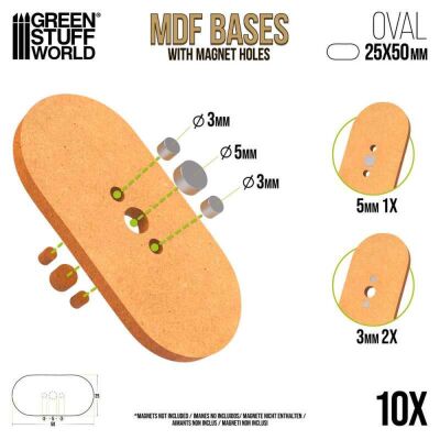 MDF Bases - Oval 25x50mm