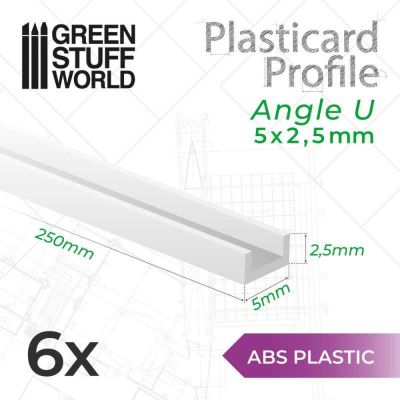 ABS Plasticard U-profile - 5x2.5mm