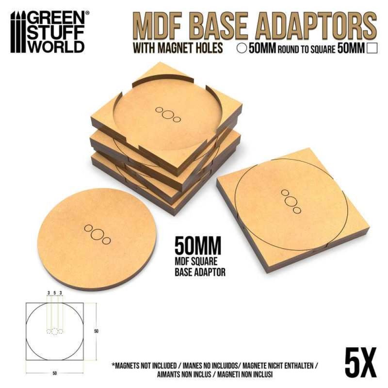 MDF Base Adapter - Round to Square 50mm