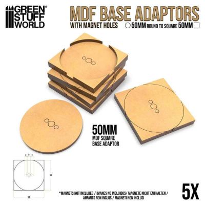 MDF Base Adapter - Round to Square 50mm