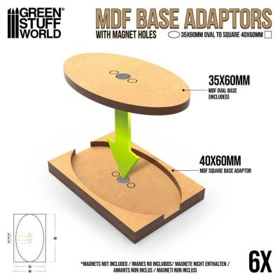MDF Base Adapter - Oval 35x60mm to Square 40x60mm
