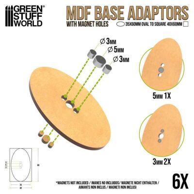 MDF Base Adapter - Oval 35x60mm to Square 40x60mm