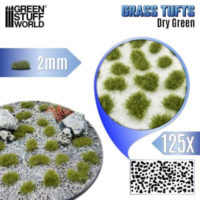 Static Grass Tufts 2 mm - Dry Green