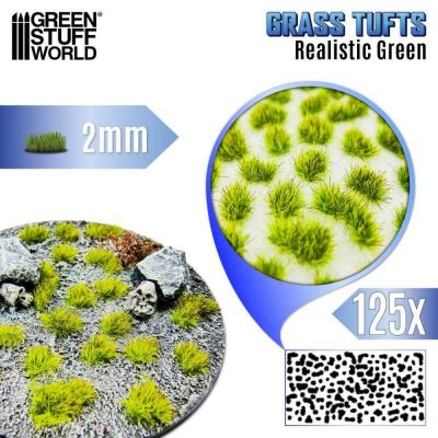 Static Grass Tufts 2 mm - Realistic Green