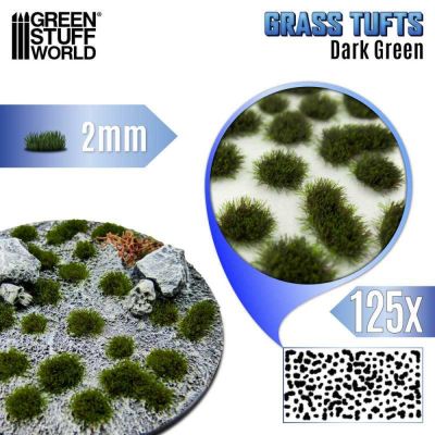 Static Grass Tufts 2 mm - Dark Green
