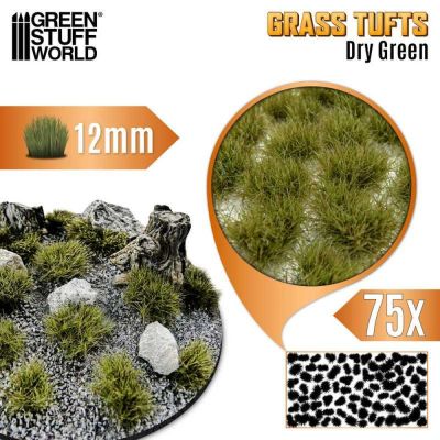 Static Grass Tufts 12 mm - Dry Green