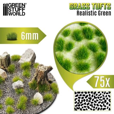 Static Grass Tufts 6 mm - Realistic Green