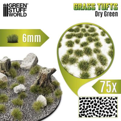 Static Grass Tufts 6 mm - Dry Green