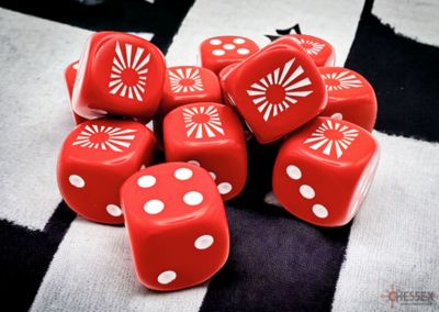WW2 dice Japan Opaque 16mm d6 (12Dice) - Red-White