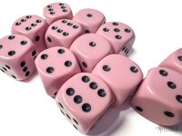 Opaque Pastel 16mm d6 Dice Blocks (12 Dice) Pink/black