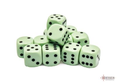 Opaque Pastel 16mm d6 Dice Blocks (12 Dice) Green/black