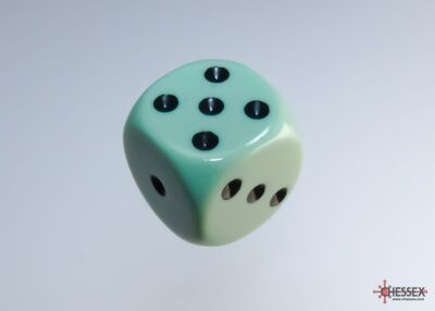 Opaque Pastel 16mm d6 Dice Blocks (12 Dice) Green/black