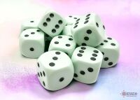 Opaque Pastel 16mm d6 Dice Blocks (12 Dice) Green/black