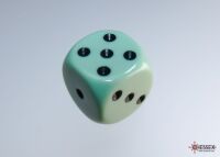 Opaque Pastel 16mm d6 Dice Blocks (12 Dice) Green/black