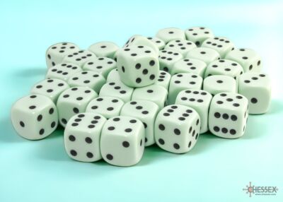 Opaque Pastel 12mm d6 Dice Blocks (36 Dice) Green/black