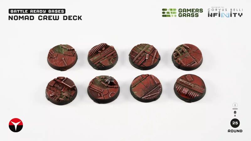 Nomad Crew Deck Base Round 25mm (x8)