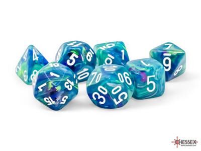 Chessex Festive Mega-hedral Waterlily/white 7-Die set