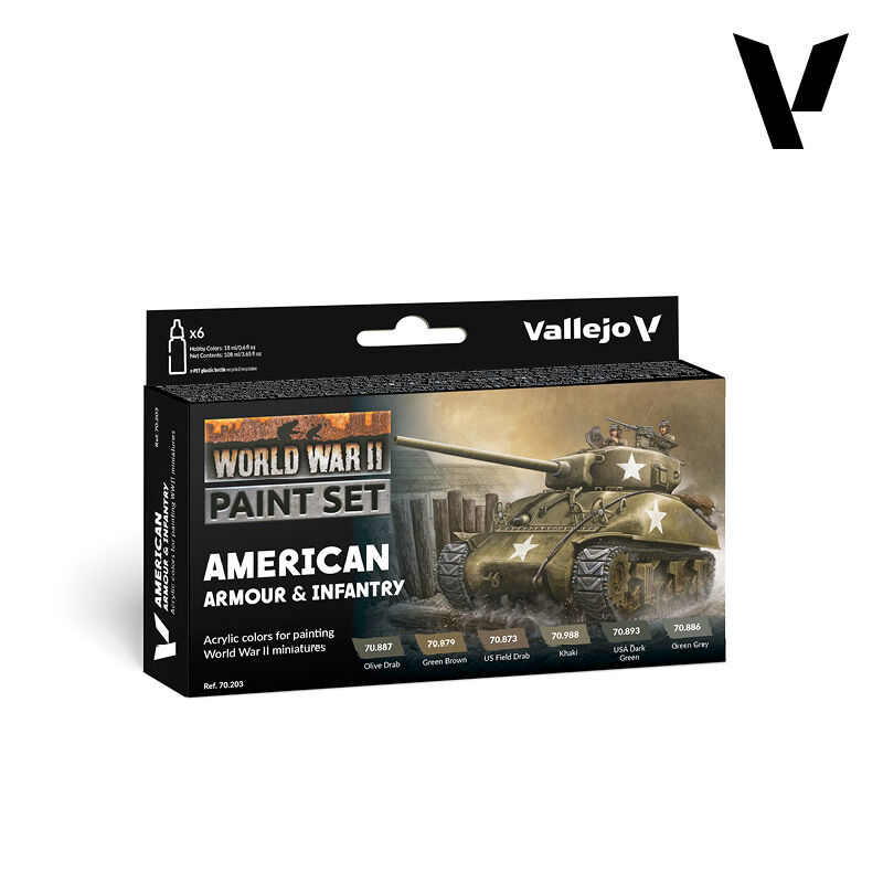 Model Color: WWII Paint Set American Armour & Infantry (6 Farben)