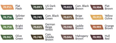 70.261 Model Color: German Camouflage Uniforms WWII (16x18ml) Inhalt