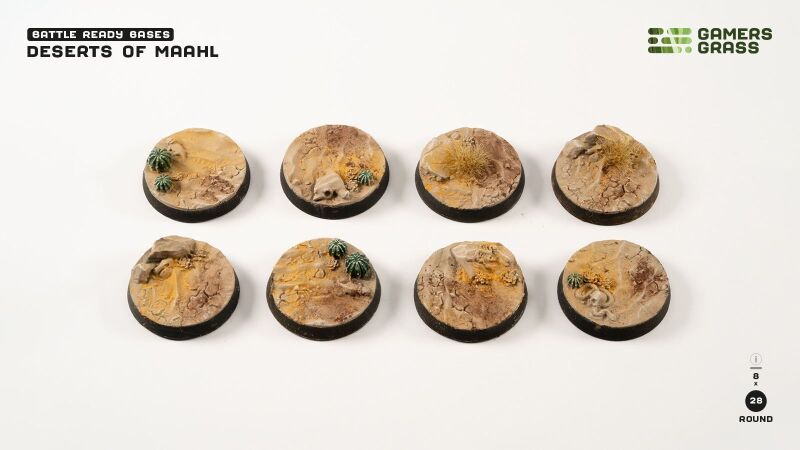 Deserts of Maahl Bases Round 28mm (x8)