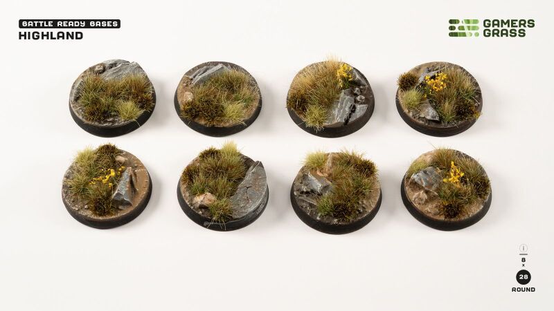 Highland Bases Round 28mm (x8)