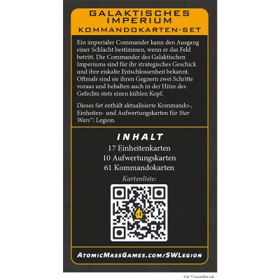 Star Wars: Legion &ndash; Galaktisches Imperium Kommandokarten-Set